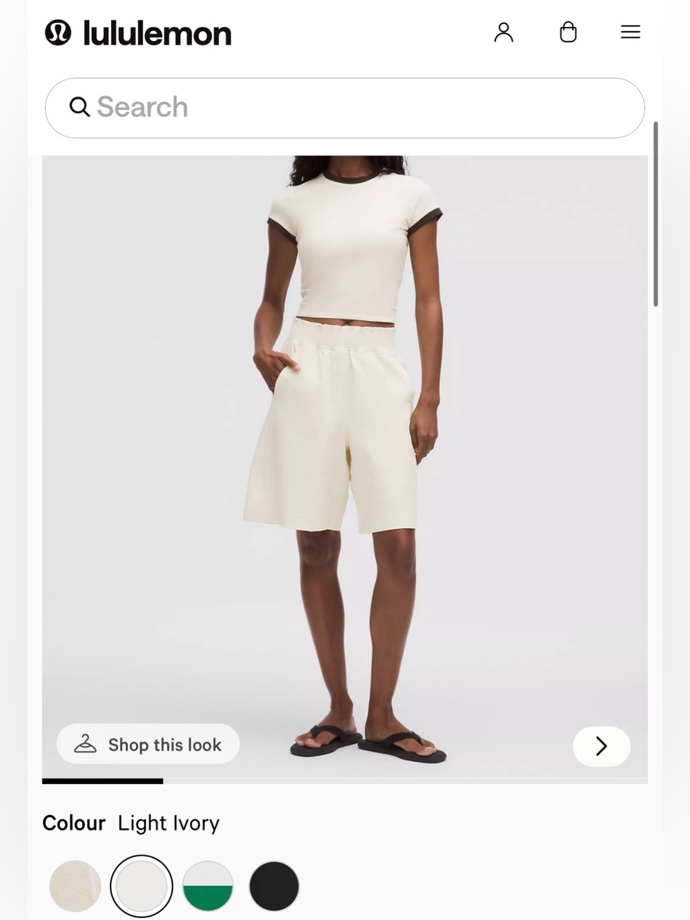 lululemon athletica Light Ivory Women's Relaxed Bermuda Shorts